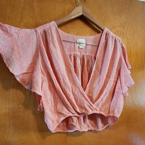 Anthropologie Maeve Cropped Ruffle Blouse gorgeous ruffle sleeves..see pics